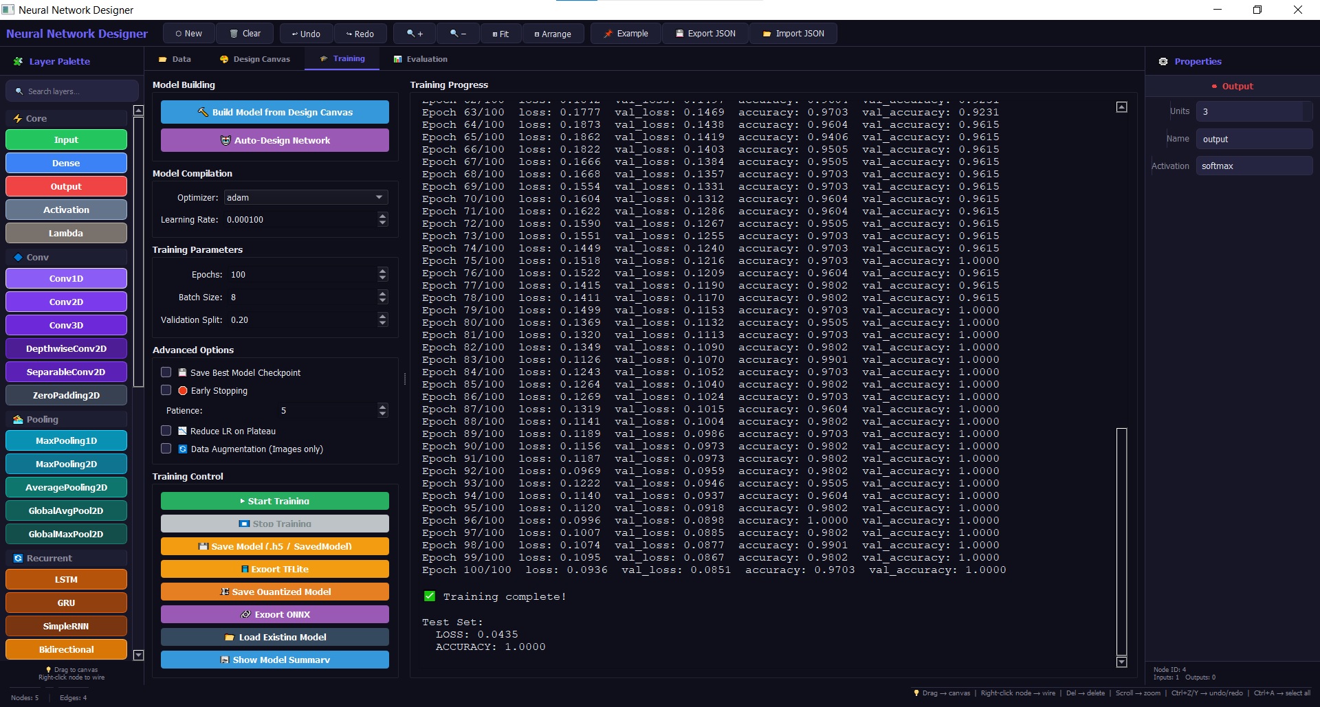Training dashboard